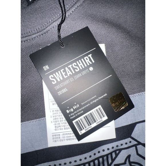 LARGE BTS ON Sweatshirt 03 Dark Grey Big Hit Entertainment 201985 - Picture 4 of 10